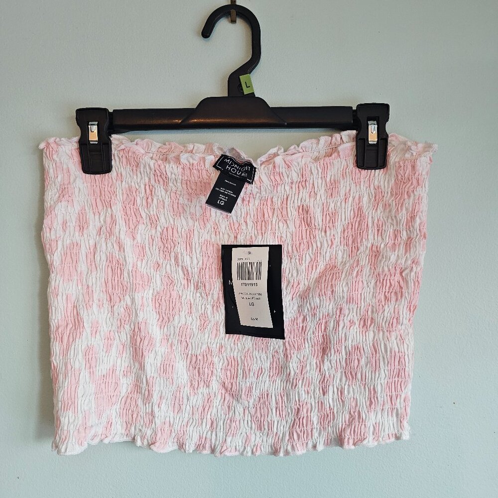 NWT Hot Topic Strawberry Milk Cow Smock Tube Top